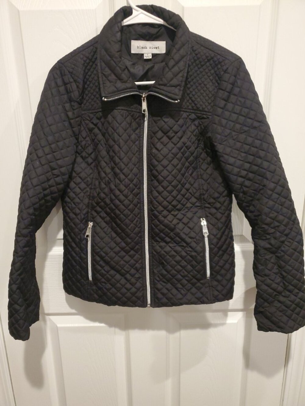 black rivet puffer coat womans size small